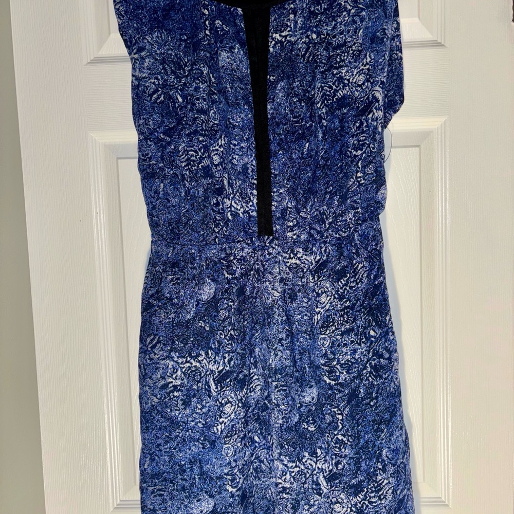 Blue Patterned Sleeveless Dress